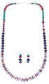 Native American Multicolor Sterling Silver Bead Necklace And Earrings Set SX108674